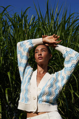 Luna Cardi - Ivory / Sky Blue