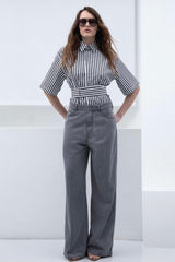 Marcella Short Sleeves - Black/White Stripes
