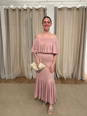 Luna Pleated Frill Top - Dusty Pink