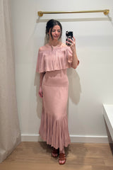 Luna Pleated Frill Top - Dusty Pink