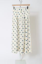 The Highland Skirt - Cream w/ Blue Polka Dots