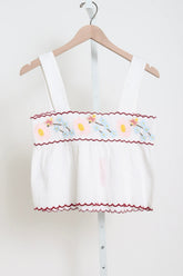 Ander Linen Top - White Embroidered
