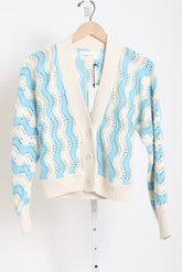 Luna Cardi - Ivory / Sky Blue