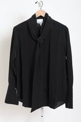 Shirt with Scarf - Black and White Micro Dots