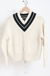 Suneel Sweater - Ecru / Dark Navy