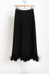 Paulina Knit Skirt with Fringe - Noir