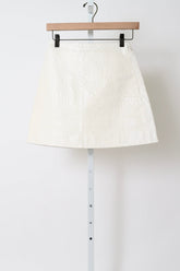 Leather Ostrich Mini Skirt - Optic White