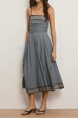 Lana Scarf-Print Midi Dress - Blue Jay Multi