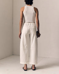 Mara Sateen Drawstring Pant - Soft White