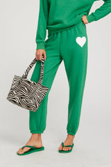 Heart Sweatpants - Kelly Green / White