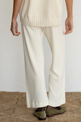 The Pointelle Simple Crop Pant - Creme