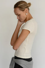 The Pointelle Baby Tee - Espresso