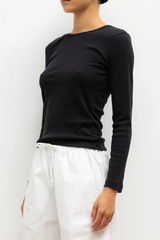 Pointelle Slim Fit Long Sleeve - Black