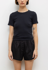 Pointelle Slim Fit Tee - Black