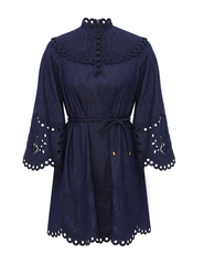 Mahon Broderie Denim Mini - Ink