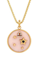 Large Pink Opal Zodiac Necklace - Aquarius on 18” Chain available in store (Other Signs by Special Order)