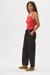 The Taffeta Drawstring Cargo Pant - Jet