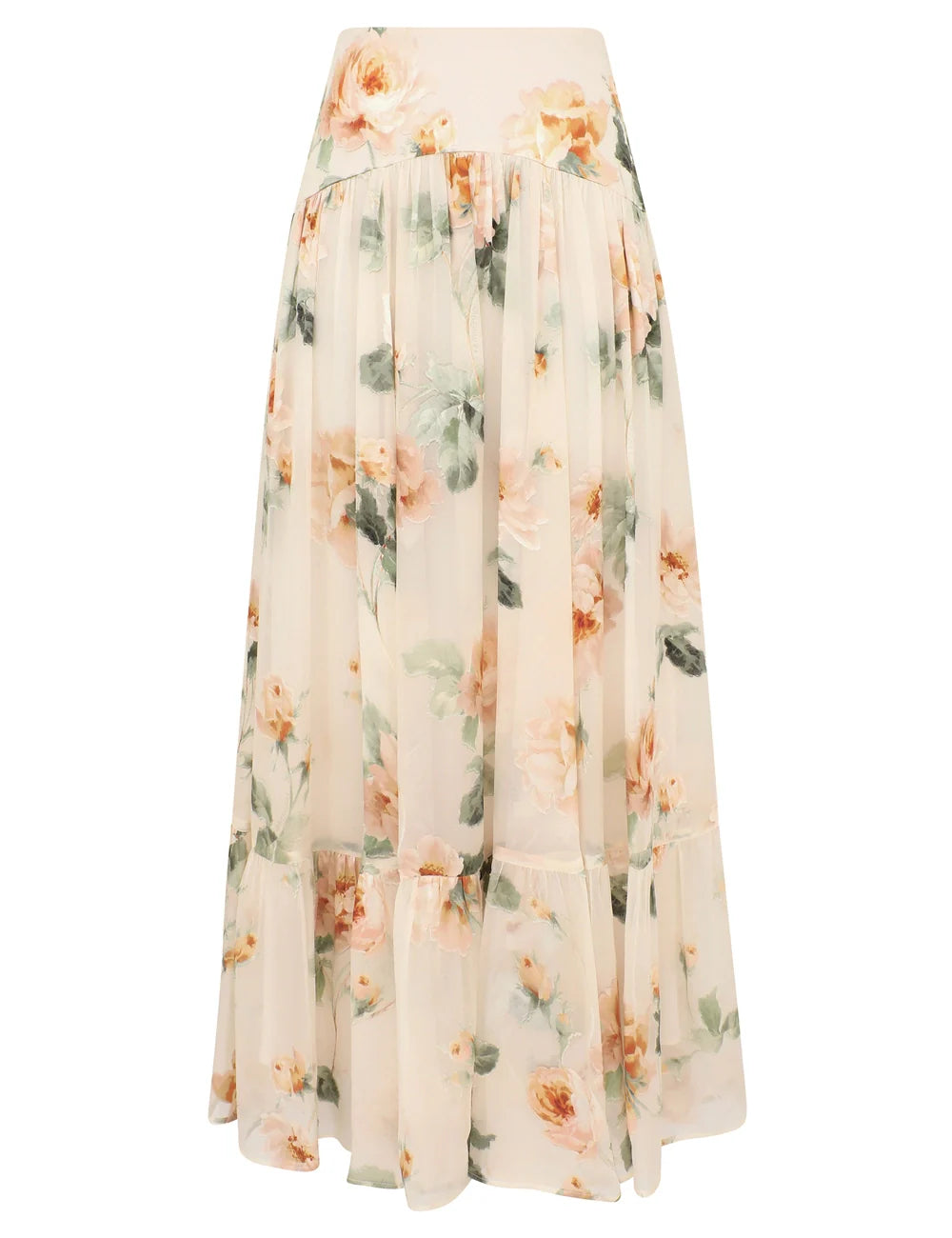 Carousel Burnout Midi Skirt - Cream Rose