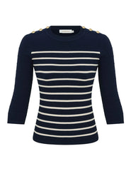 Luna Striped Top - Navy / Cream