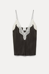 14857 _ My Top - Viscose Twill Lingerie Top - Noir