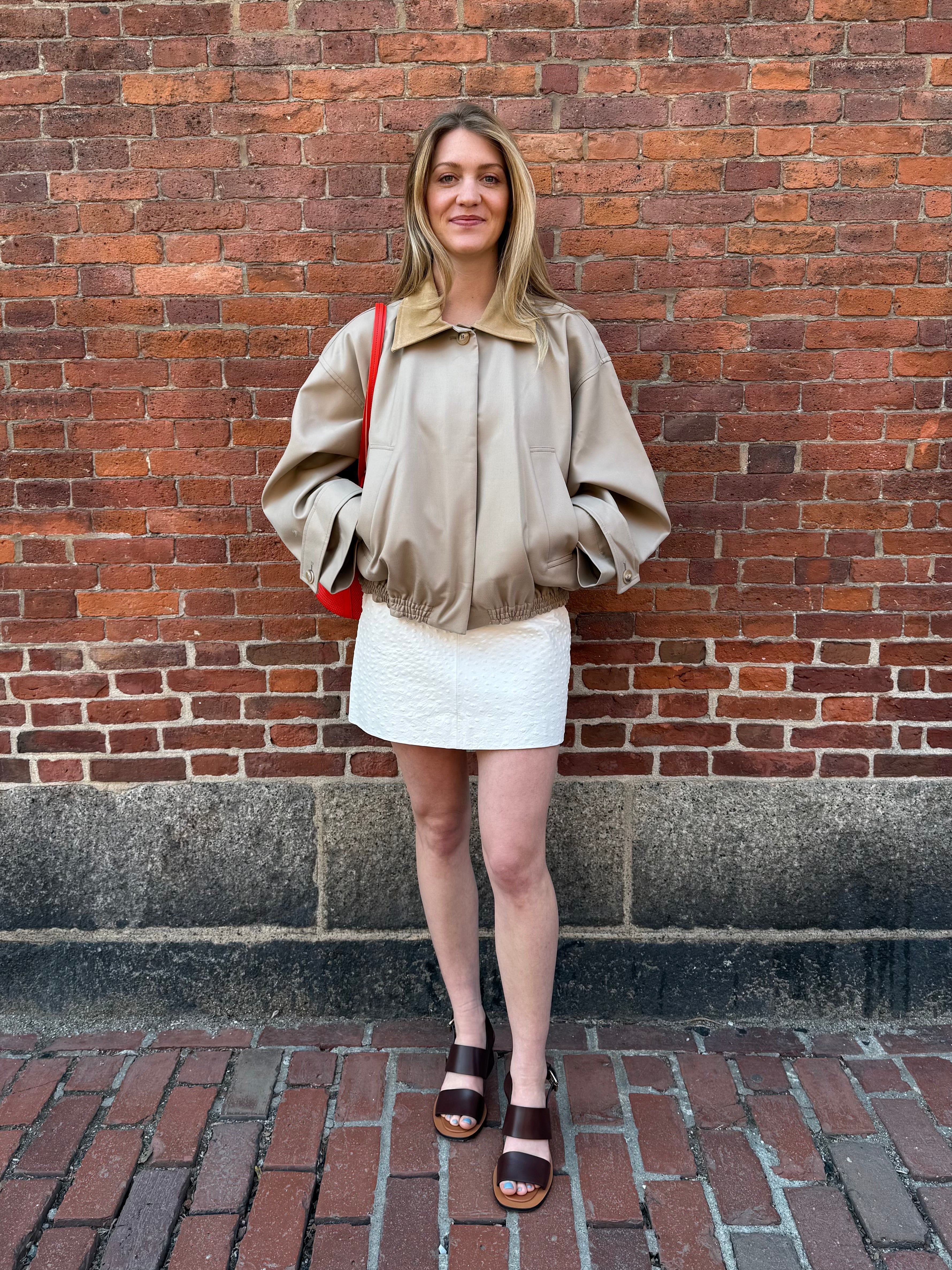 Suede Collar Blouson Jacket - Sand