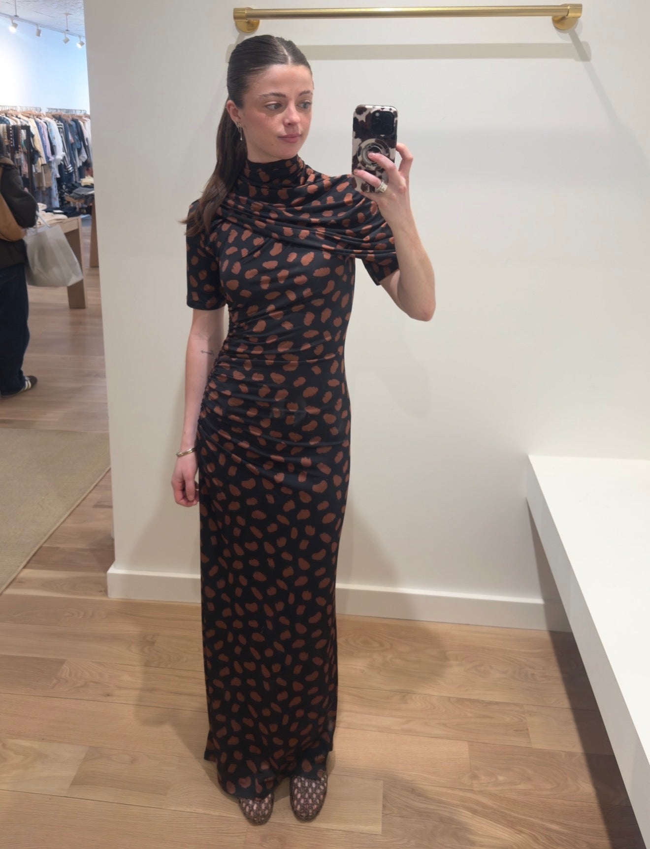 Serene Safari Ankle Dress - Black/Coffee