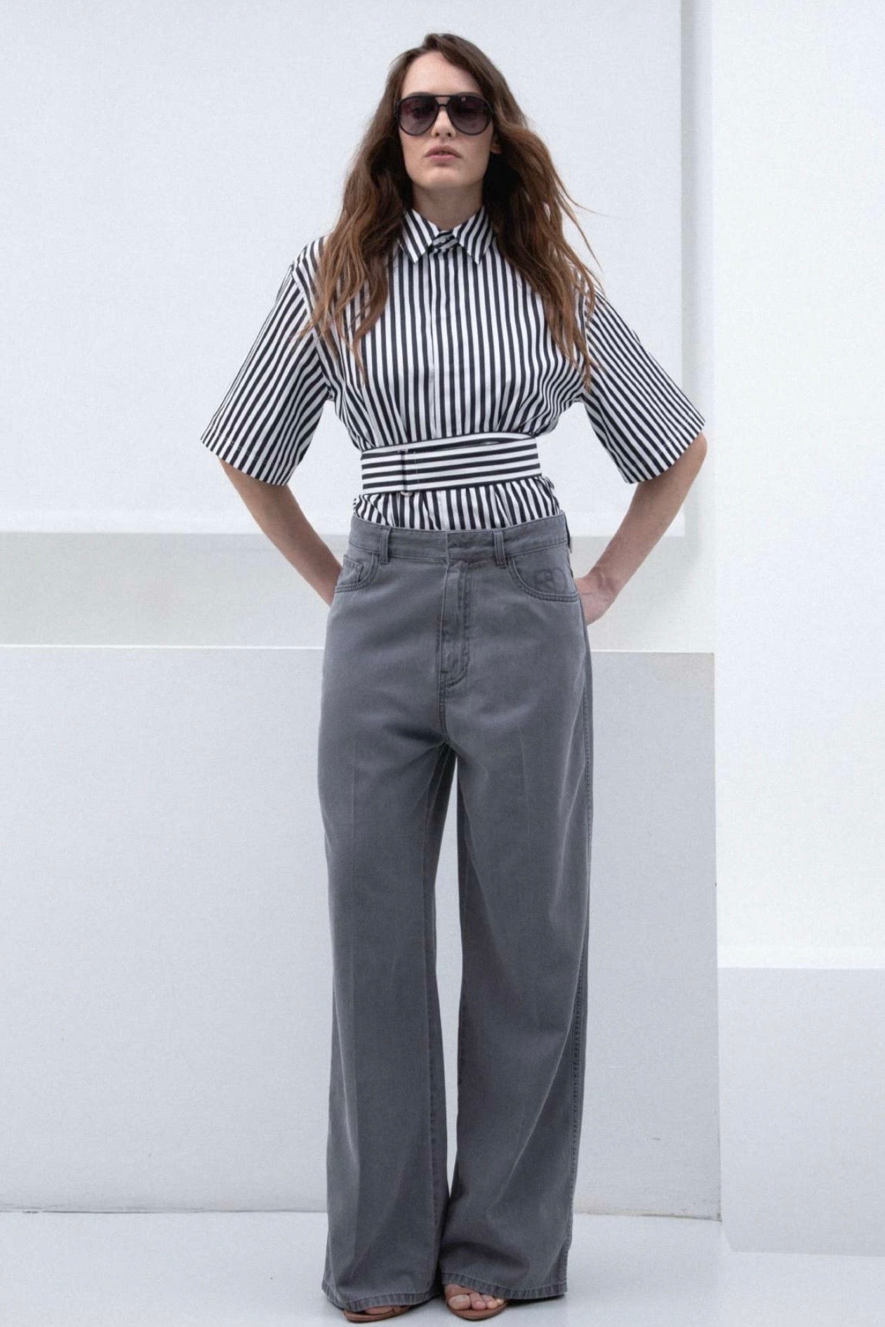 Marcella Short Sleeves - Black/White Stripes