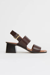 Double Strap Heeled Sandal - Chocolate