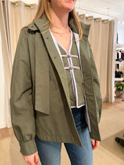 Rainproof Twill Short Peacoat - Khaki