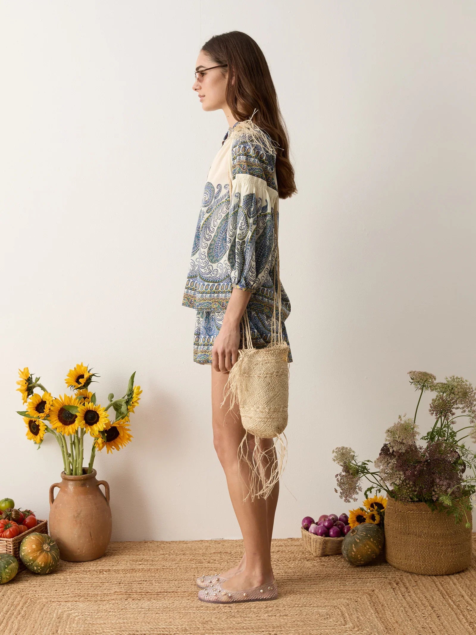 Arcadia Paisley Smock Blouse - Lazuli