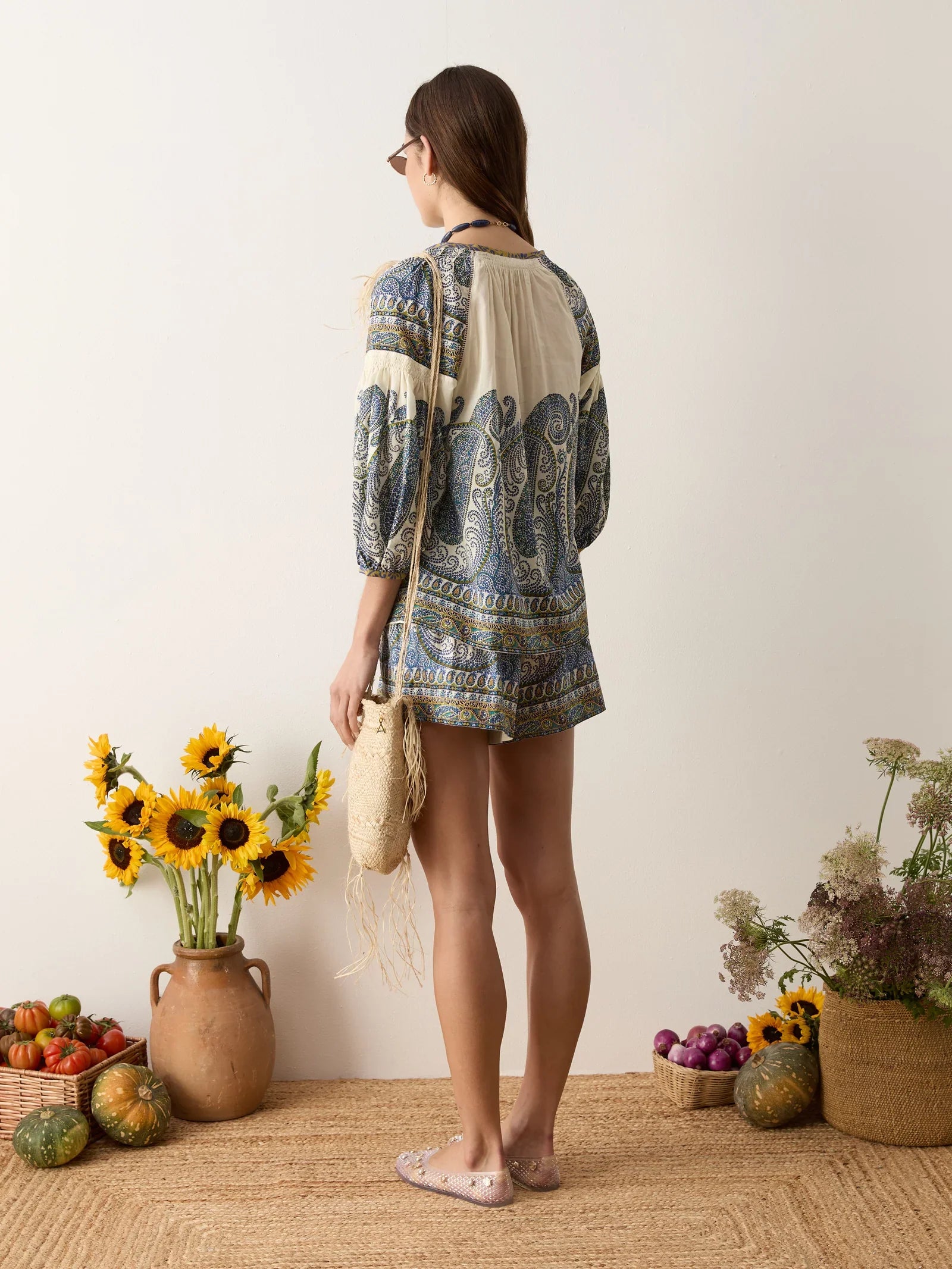 Arcadia Paisley Smock Blouse - Lazuli