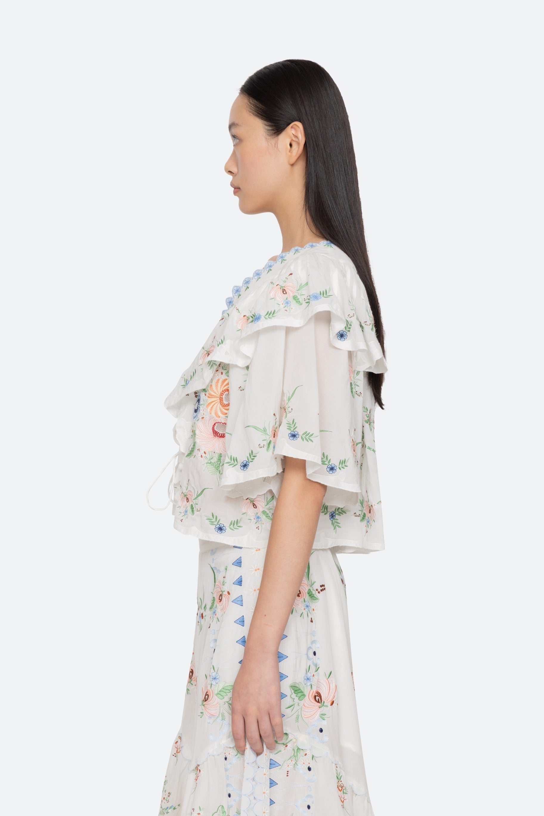Serafina Embroidery Top - Cream