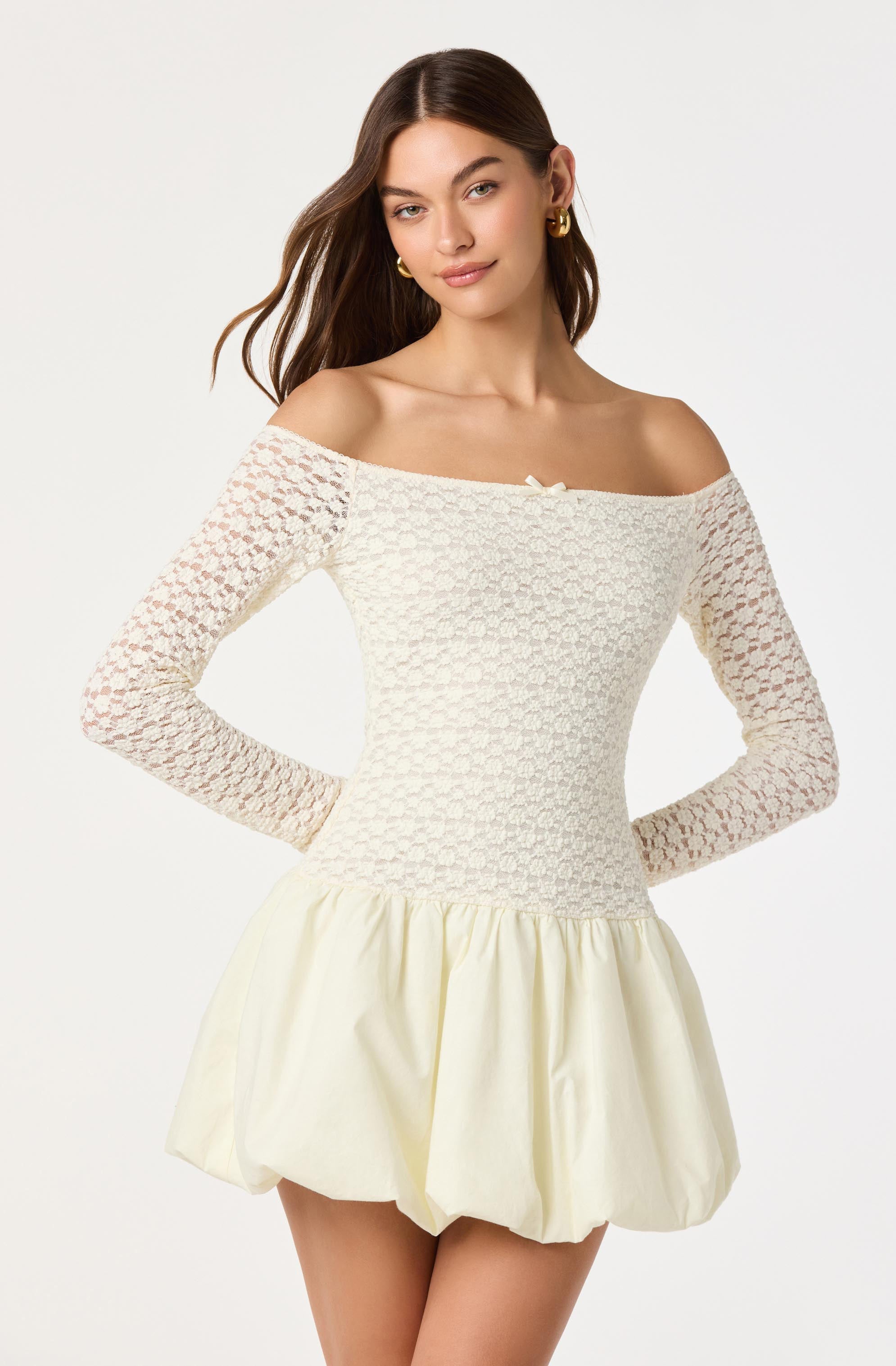Off Shoulder Mixed Media Dress