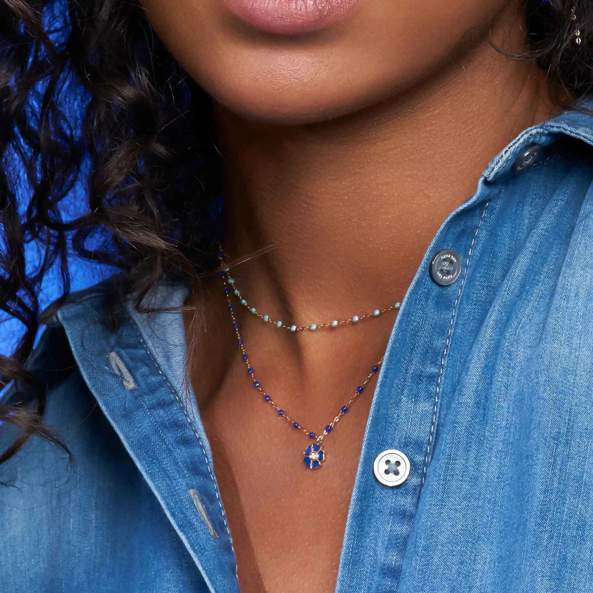 17.7 Classic Gigi Necklace - Iceberg + Yellow Gold