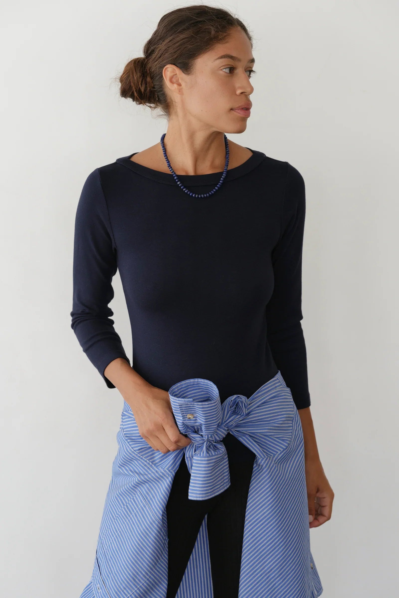 The Baby Rib Boat Neck - Navy