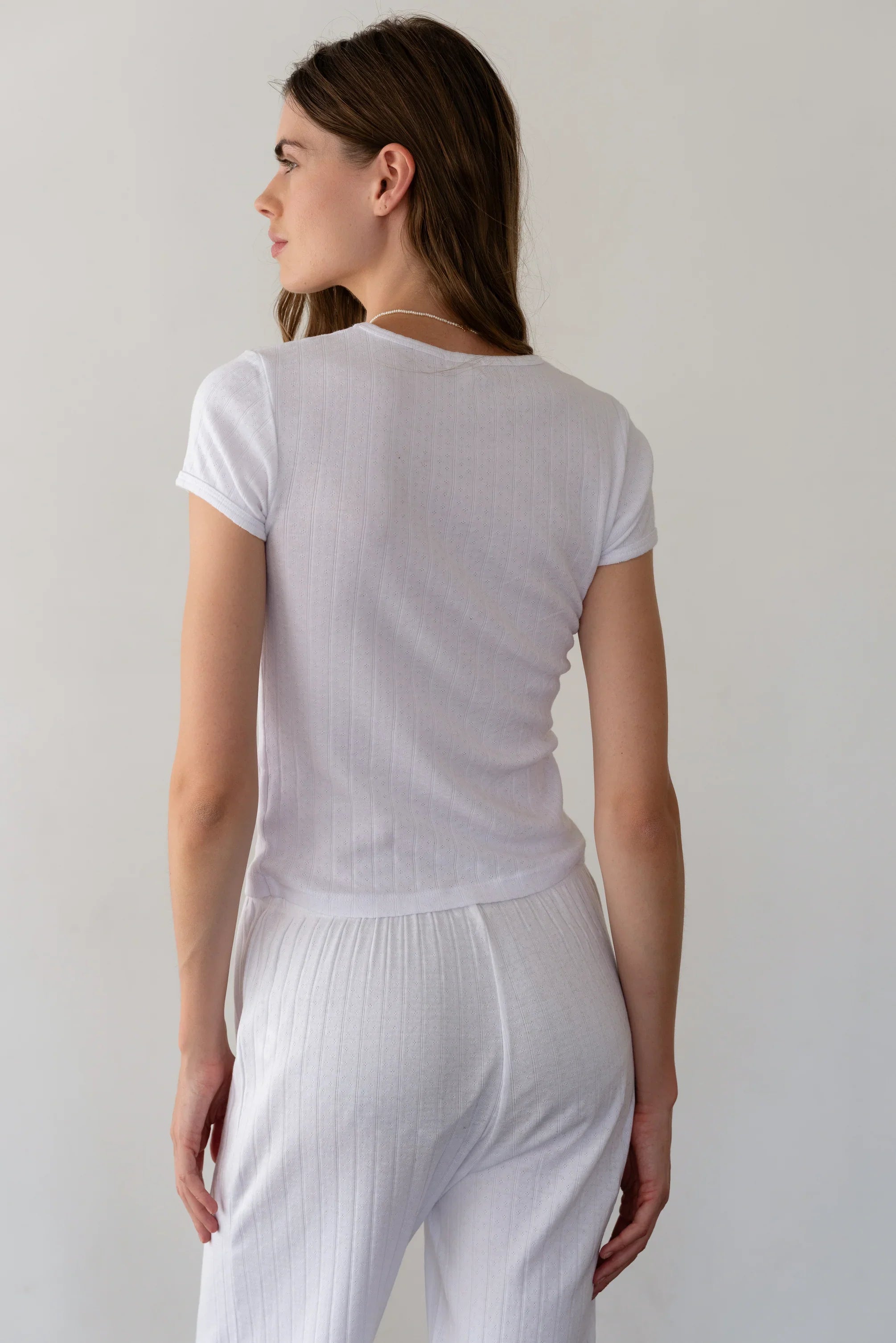 The Pointelle Baby Tee - Powder