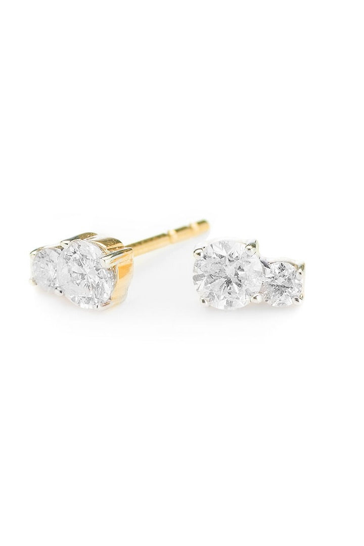 Tiny 2 Diamond Amigos Posts - 14K Yellow Gold (By Special Order)