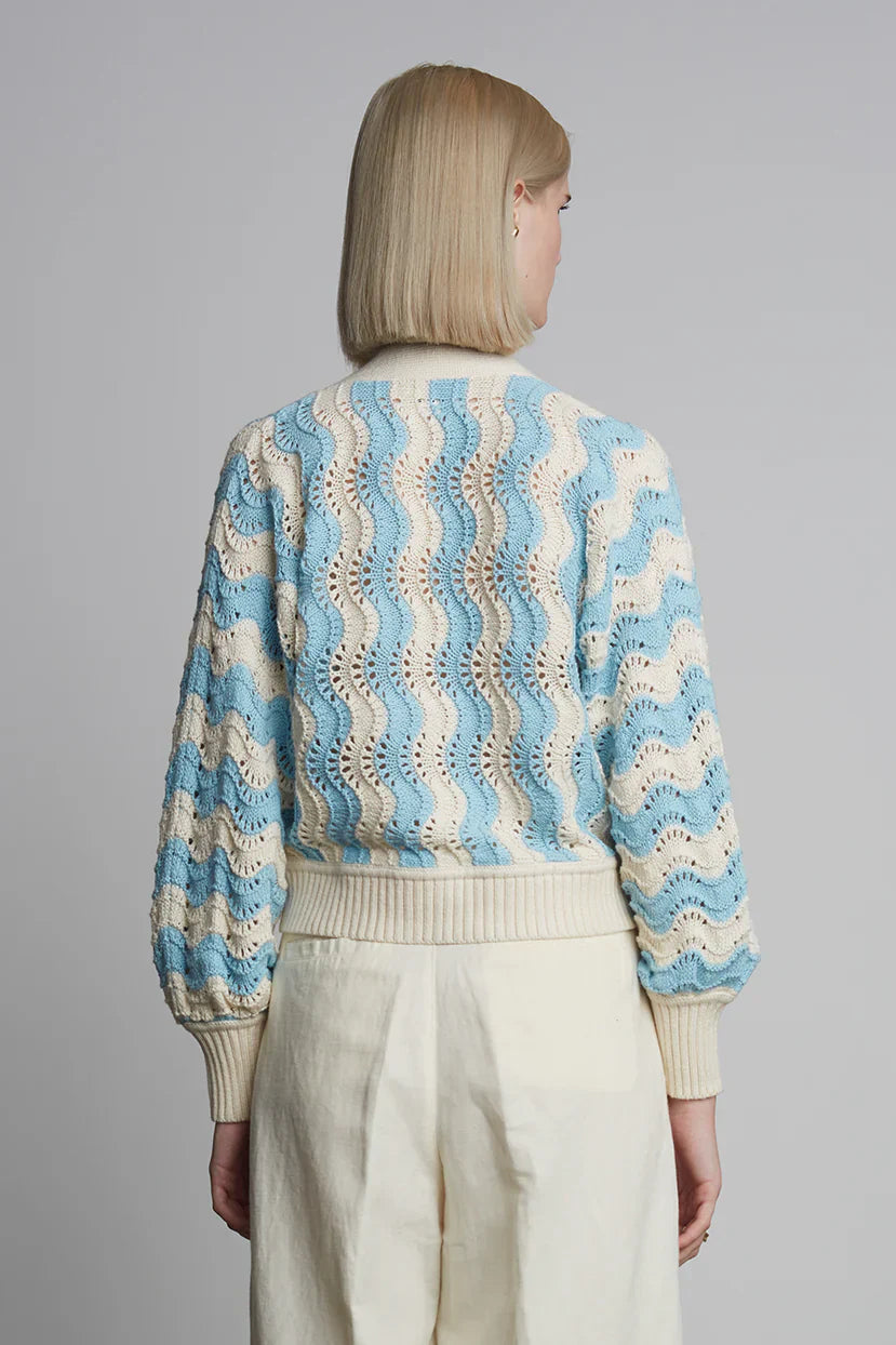 Luna Cardi - Ivory / Sky Blue