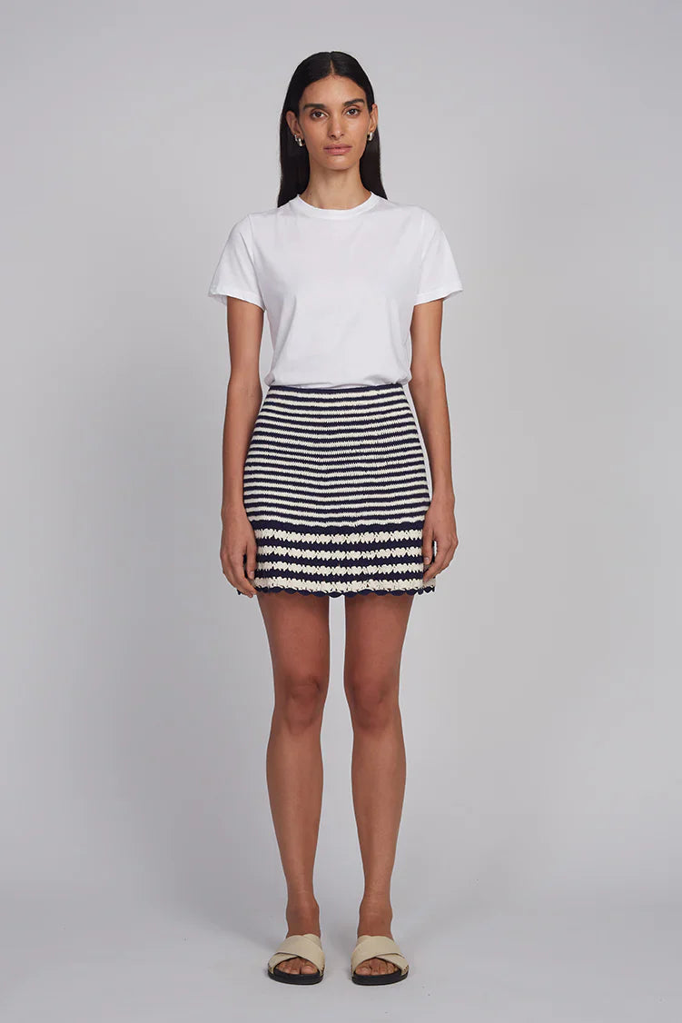Tatum Crochet Mini Skirt - Ivory / Navy