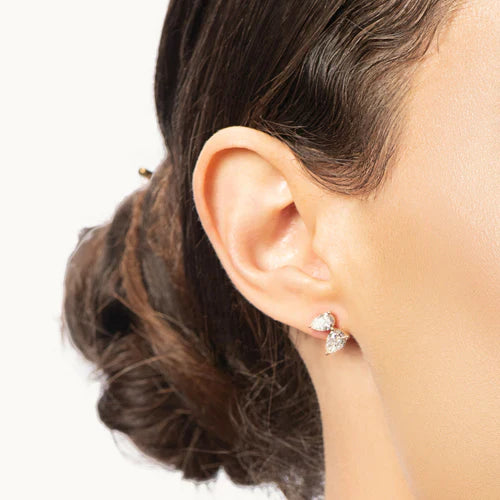 2 Diamond Petal Posts - Lab Grown - 14K Yellow Gold (By Special Order)