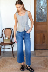 Studio Peplum Top - Newburyport Stripe