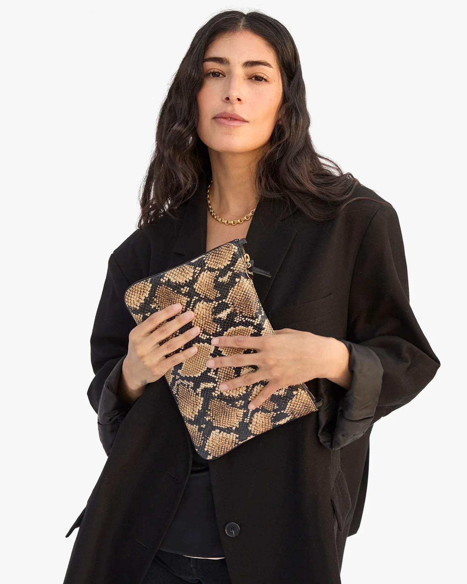 Flat Clutch w/ Tabs - Tan Desert Snake