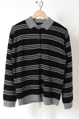 Galvez Stripe Polo - Dark Navy/Grey Stripe