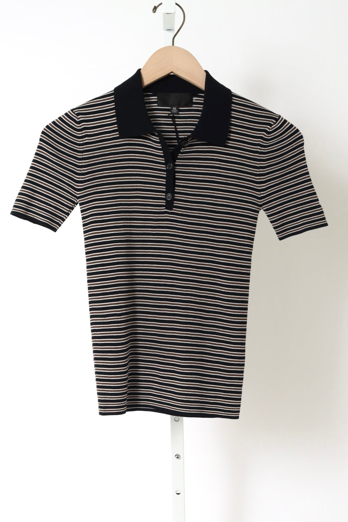 Gemmatta Stripe Polo - Dark Navy/Brown Stripe