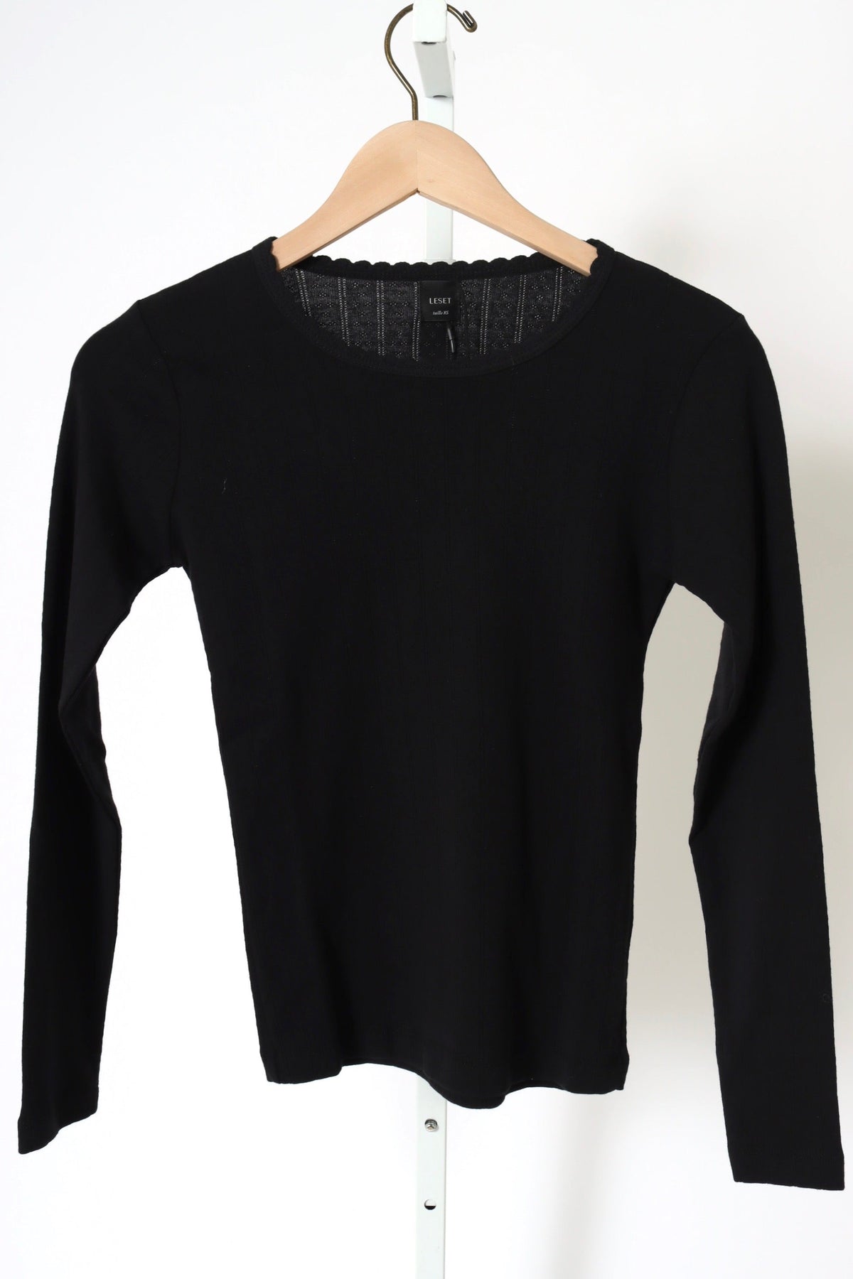 Pointelle Slim Fit Long Sleeve - Black