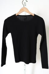 Pointelle Slim Fit Long Sleeve - Black