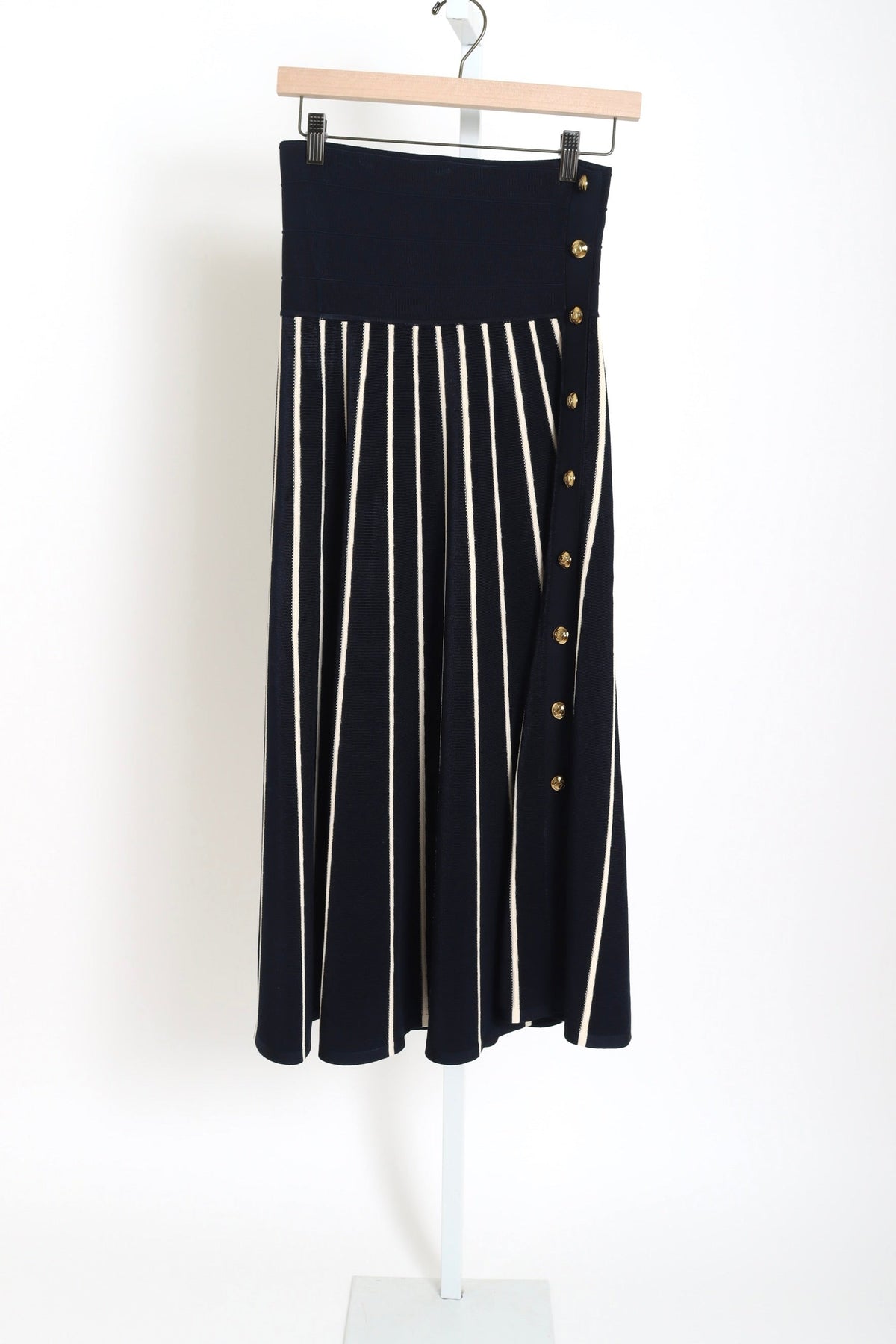 Luna Striped Midi Skirt - Navy / Cream