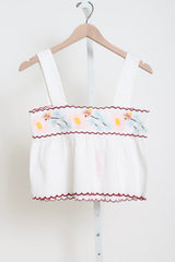 Ander Linen Top - White Embroidered