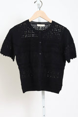 Abriana Eyelet Knit Cardigan - Noir