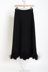 Paulina Knit Skirt with Fringe - Noir